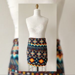 Tribal Graphic Print Mini Pencil Bodycon Skirt